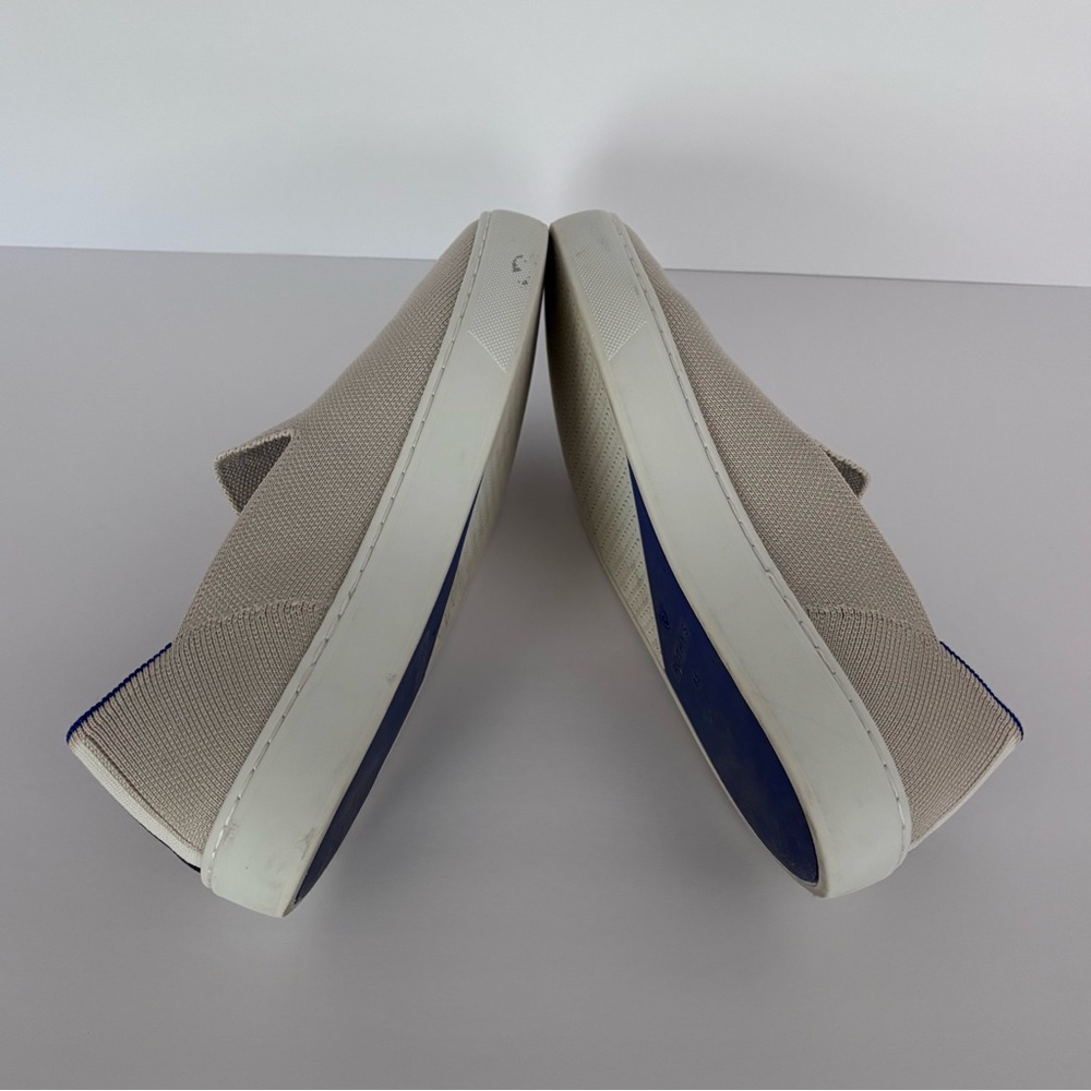 Rothy’s The Original Slip-On Sneaker | 8.5 | Sand w/signature blue stripes - Picture 6 of 9